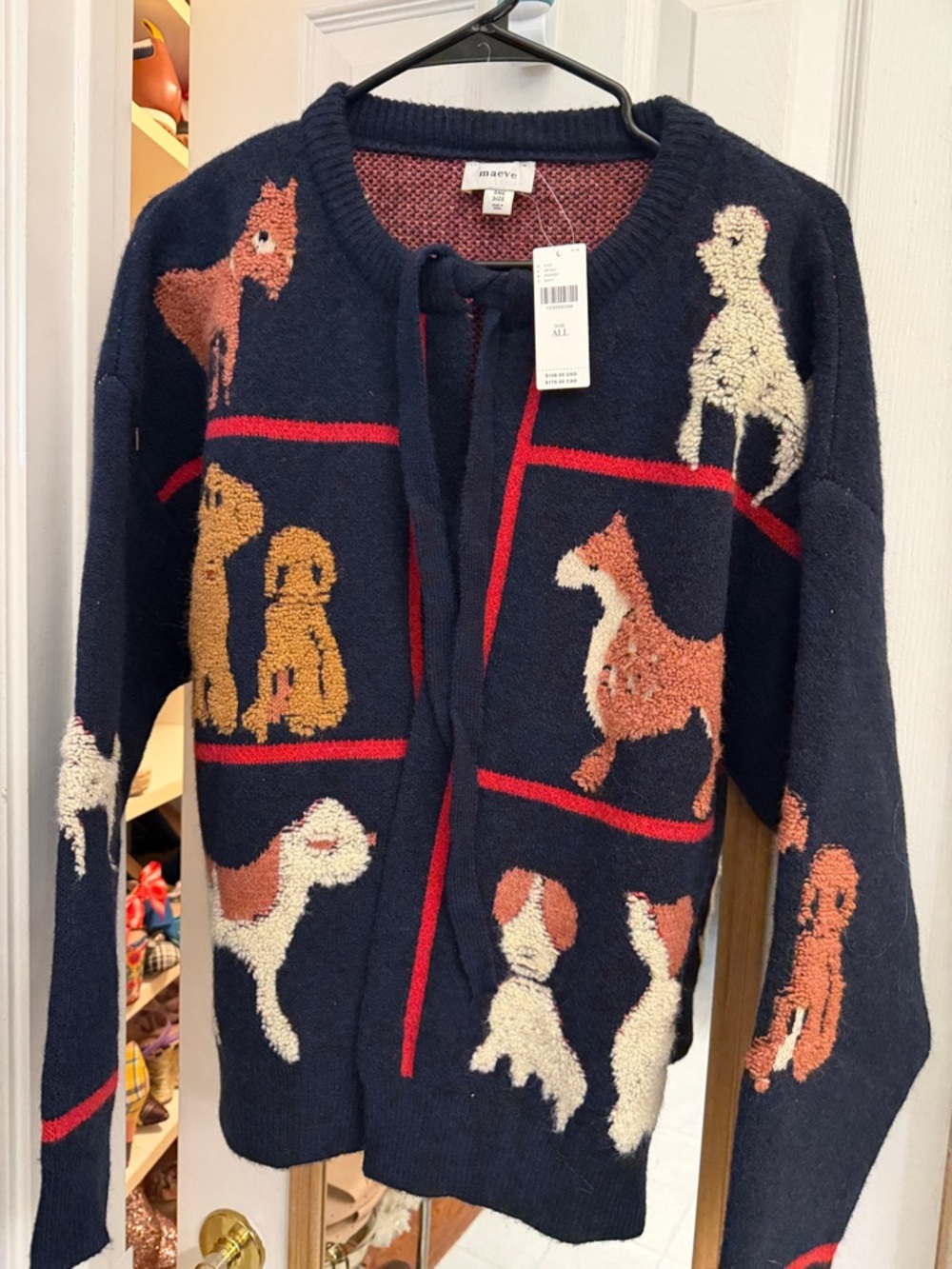 NWT Anthropologie Maeve Dog Tie-Neck Cardigan - Picture 3 of 7